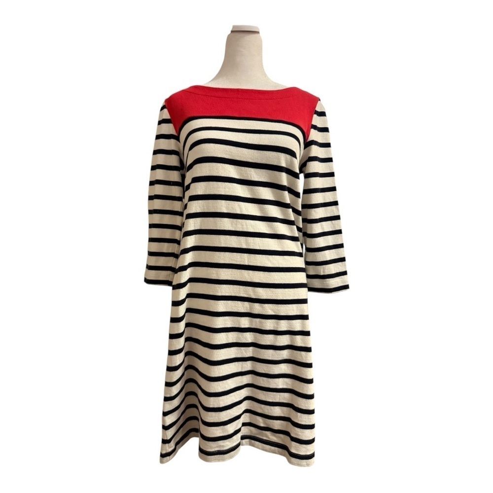 Gap Women's Nautical Blue, Cream and Red Dress XS